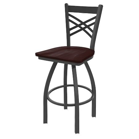 Holland Bar Stool Co 25" Swivel Counter Stool, Pewter Finish, Dark Cherry Maple Seat 82025PWDCMpl